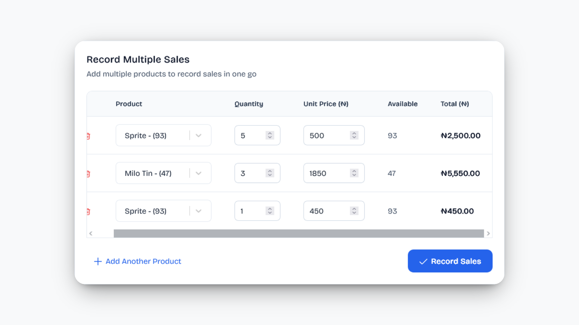 Record sales in seconds, no more manual calculations