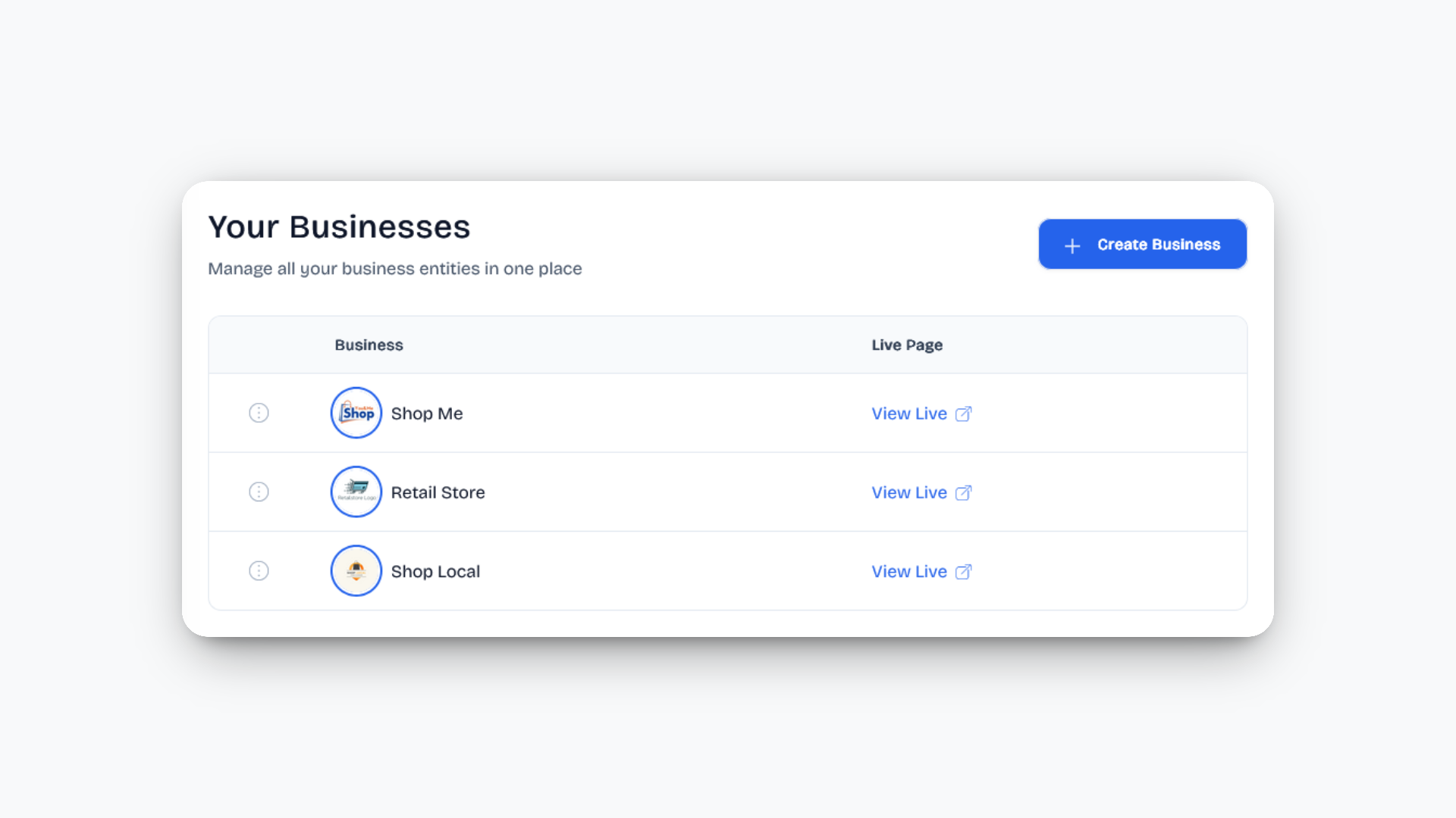 Manage multiple businesses from one dashboard